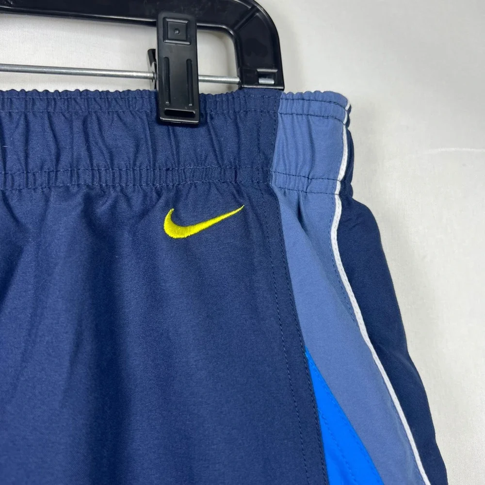 Nike Navy Blue Swim Trunks Mens Large Board Shorts Swoosh Logo Mesh‎ Lined